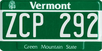VT license plate ZCP292