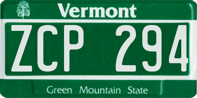 VT license plate ZCP294
