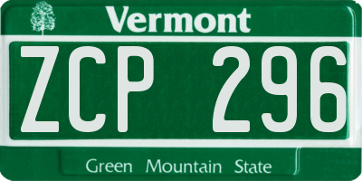 VT license plate ZCP296