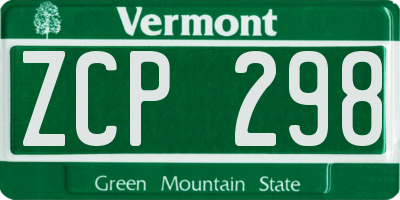 VT license plate ZCP298