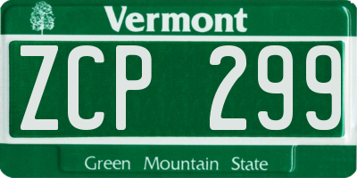 VT license plate ZCP299