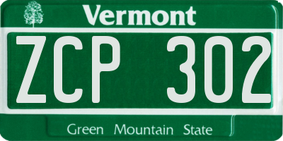VT license plate ZCP302