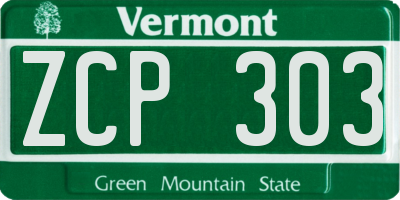 VT license plate ZCP303
