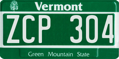 VT license plate ZCP304
