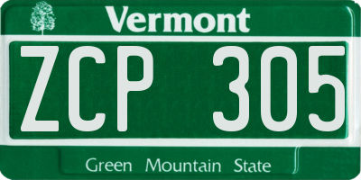 VT license plate ZCP305