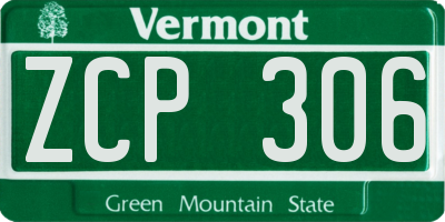 VT license plate ZCP306