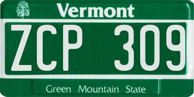 VT license plate ZCP309