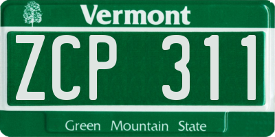 VT license plate ZCP311
