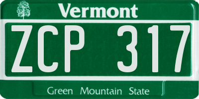 VT license plate ZCP317