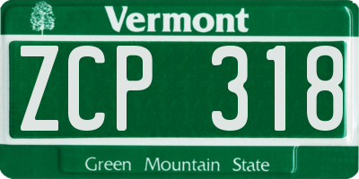 VT license plate ZCP318