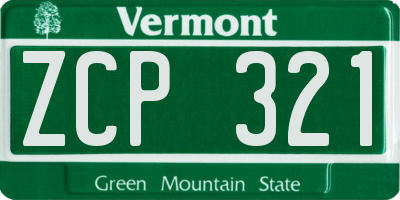 VT license plate ZCP321