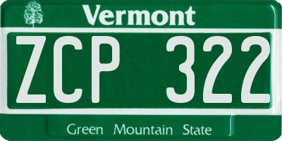 VT license plate ZCP322