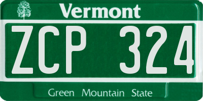 VT license plate ZCP324