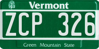 VT license plate ZCP326