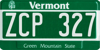VT license plate ZCP327
