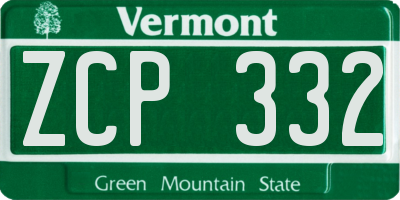 VT license plate ZCP332