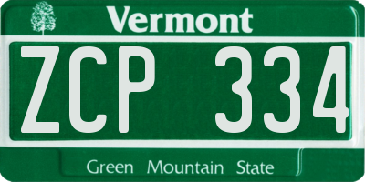 VT license plate ZCP334