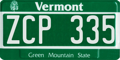 VT license plate ZCP335