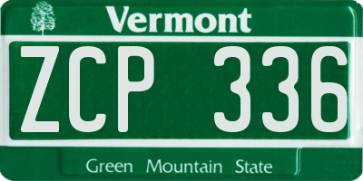 VT license plate ZCP336