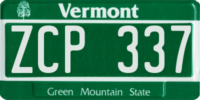 VT license plate ZCP337