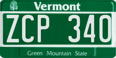 VT license plate ZCP340