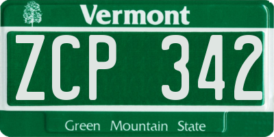 VT license plate ZCP342