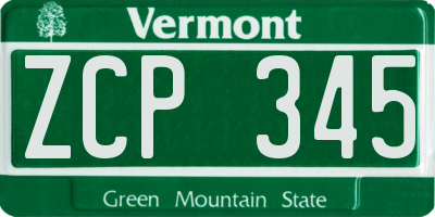 VT license plate ZCP345