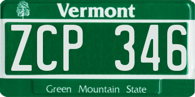 VT license plate ZCP346