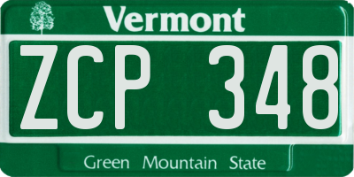 VT license plate ZCP348