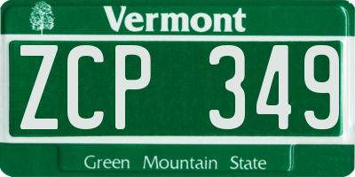 VT license plate ZCP349