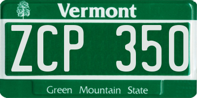 VT license plate ZCP350
