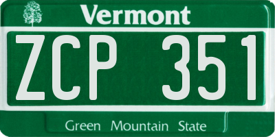 VT license plate ZCP351