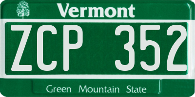 VT license plate ZCP352