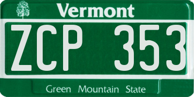 VT license plate ZCP353