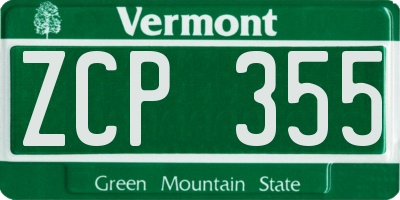 VT license plate ZCP355