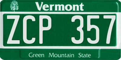 VT license plate ZCP357