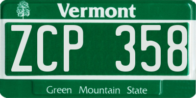 VT license plate ZCP358