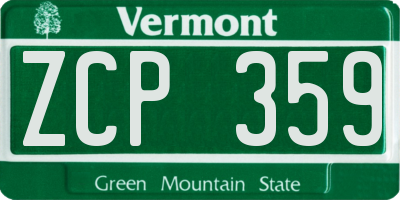VT license plate ZCP359