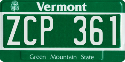 VT license plate ZCP361