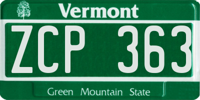 VT license plate ZCP363