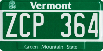 VT license plate ZCP364