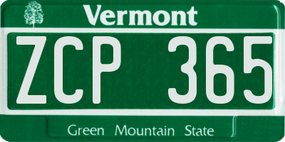 VT license plate ZCP365