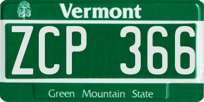 VT license plate ZCP366
