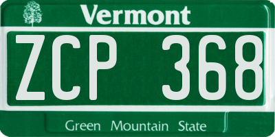 VT license plate ZCP368