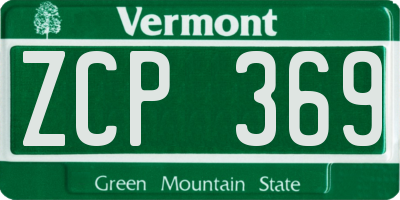 VT license plate ZCP369
