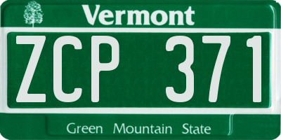 VT license plate ZCP371