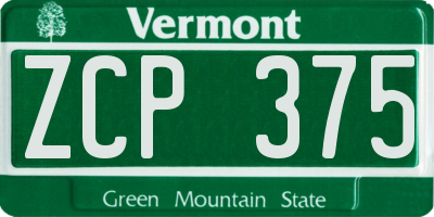 VT license plate ZCP375