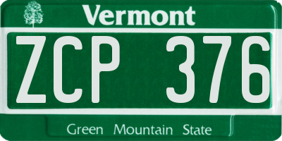 VT license plate ZCP376