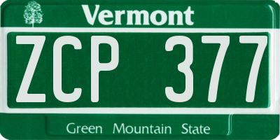 VT license plate ZCP377