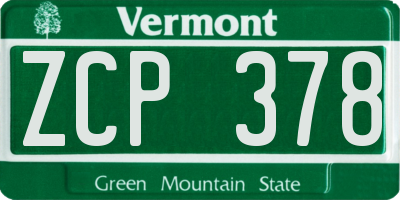VT license plate ZCP378